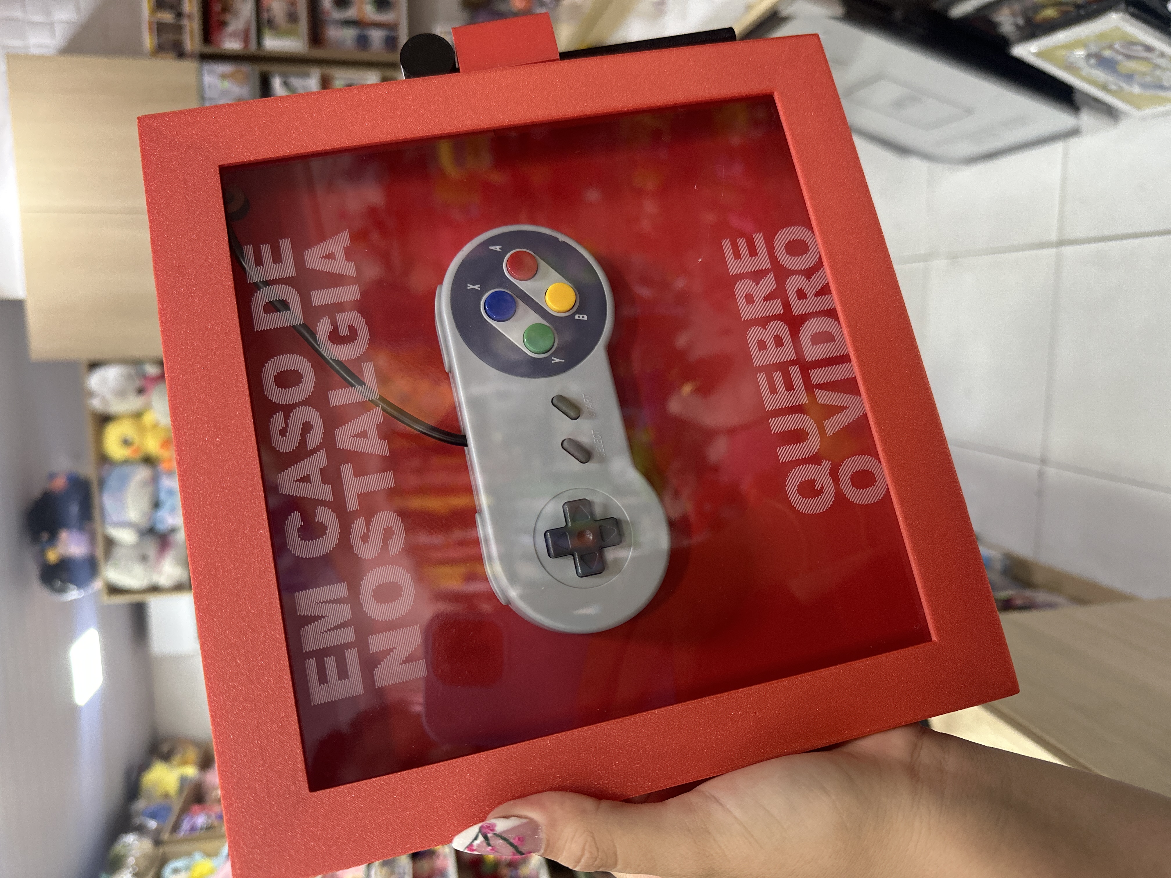 Quadro 3D Nostalgia Games: Em Caso de Nostalgia Quebre o Vidro